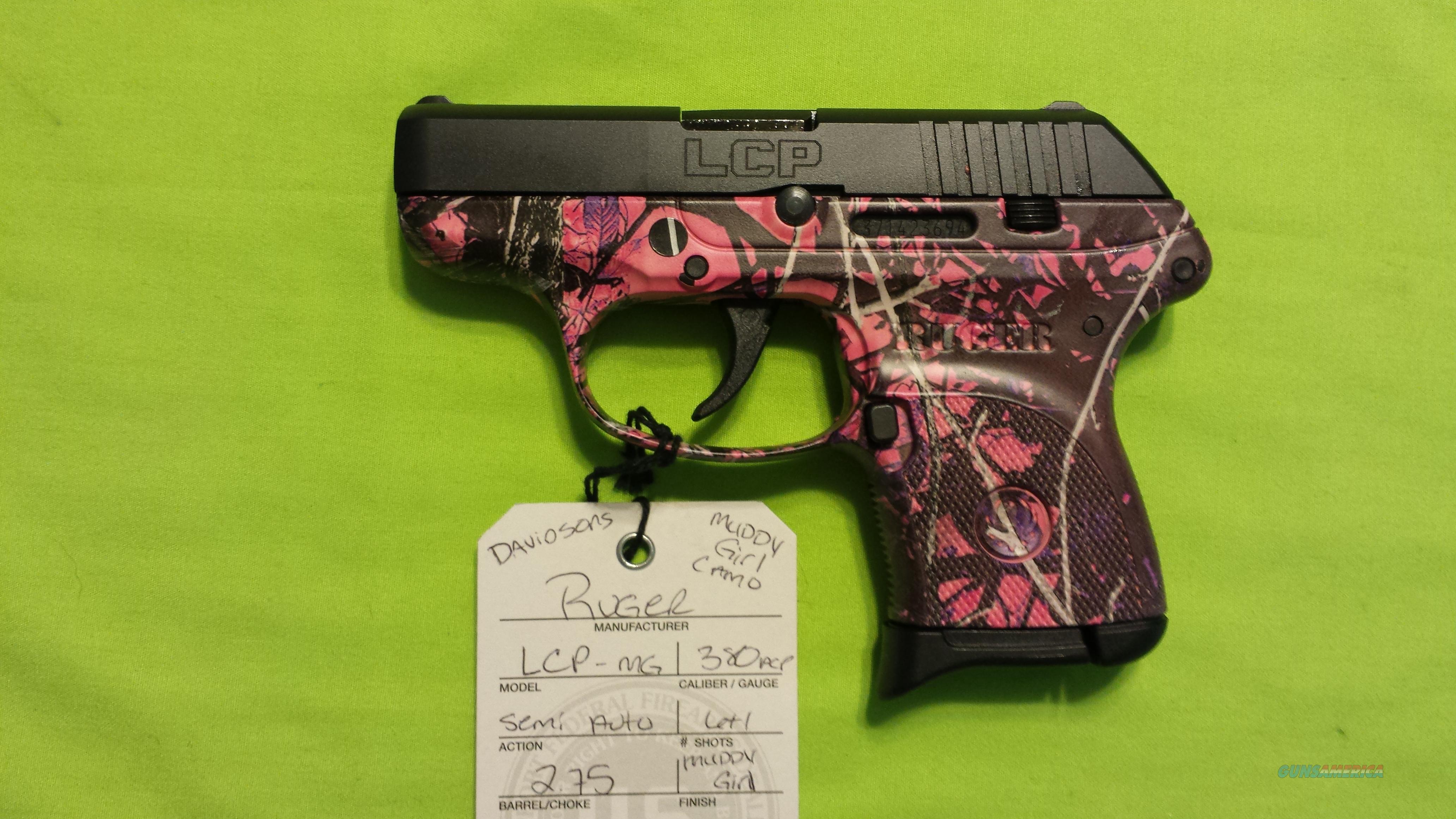 Ruger Lcp Muddy Girl Pink Camo 380 Acp 6rd 3734 For Sale