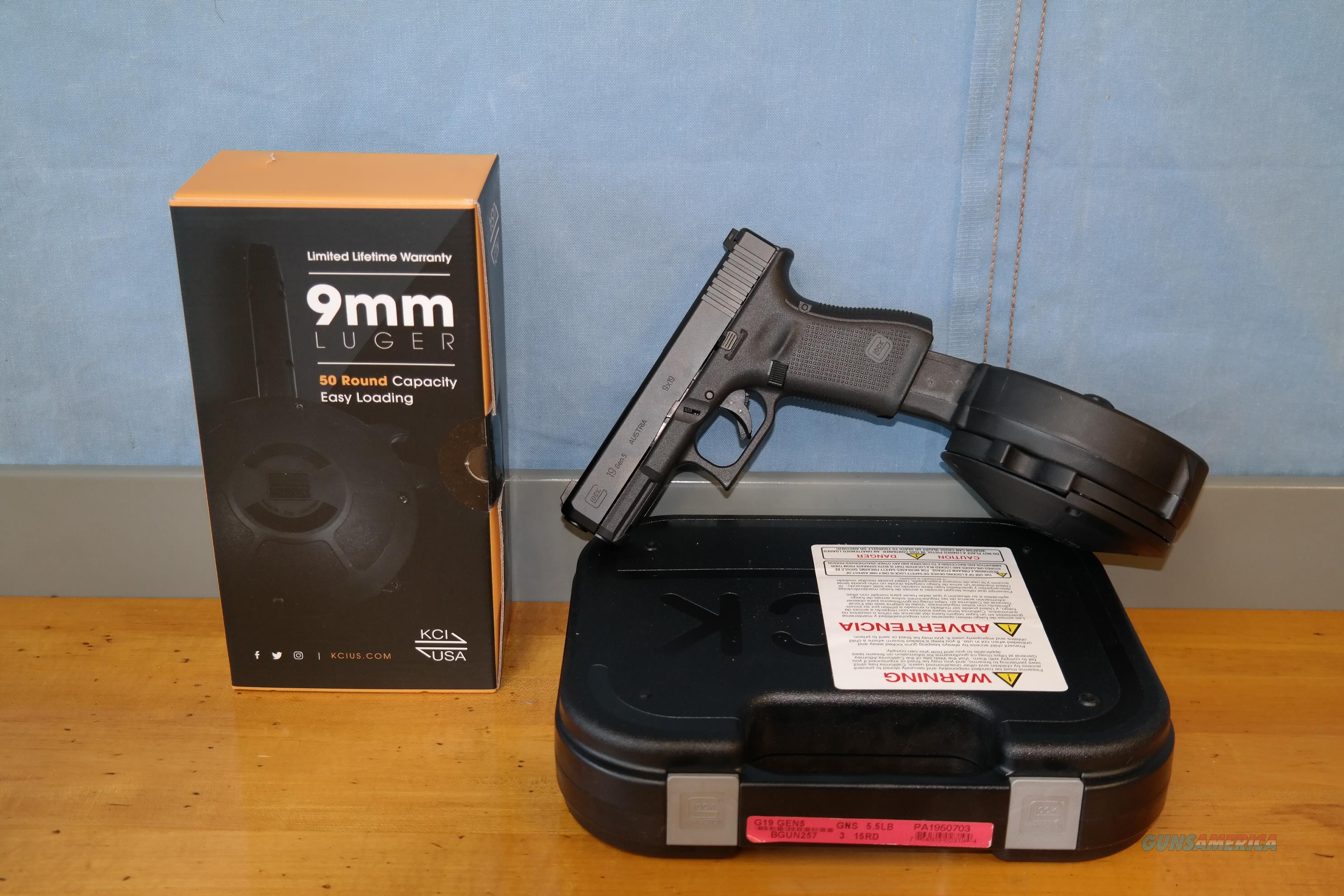 Glock 19 Gen 5 W/ 50 rd drum and Ni... for sale at