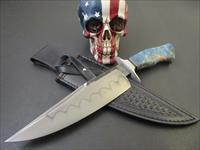 Mozolic Knives Forged W5 Hamon Fighter  Bowie W Burl Handle