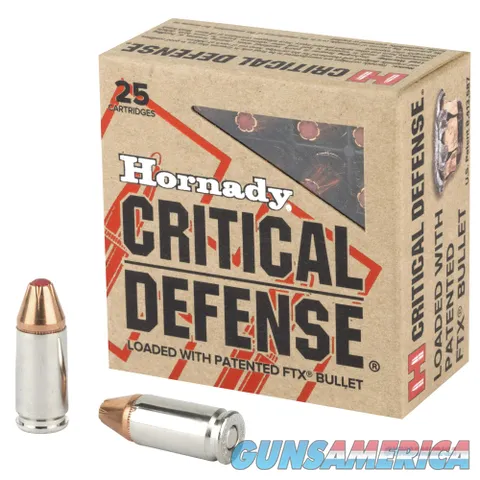 Hornady 90250 Critical Defense 9mm Luger 115 gr Flex Tip eXpanding 25 Rounds