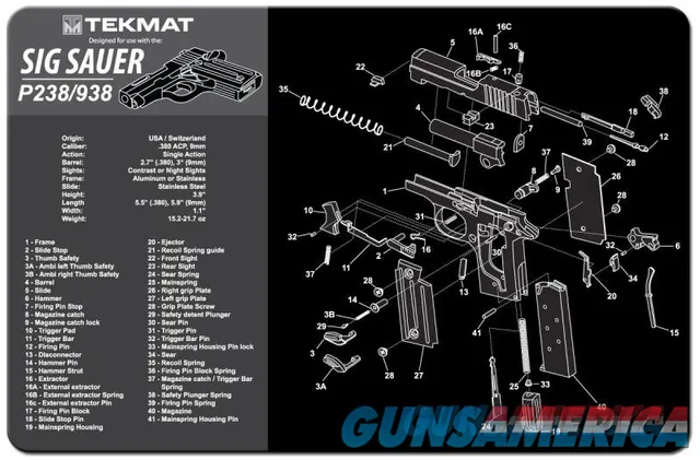 TEKMAT Armorers Bench Mat – Sig Sauer P238 and P938