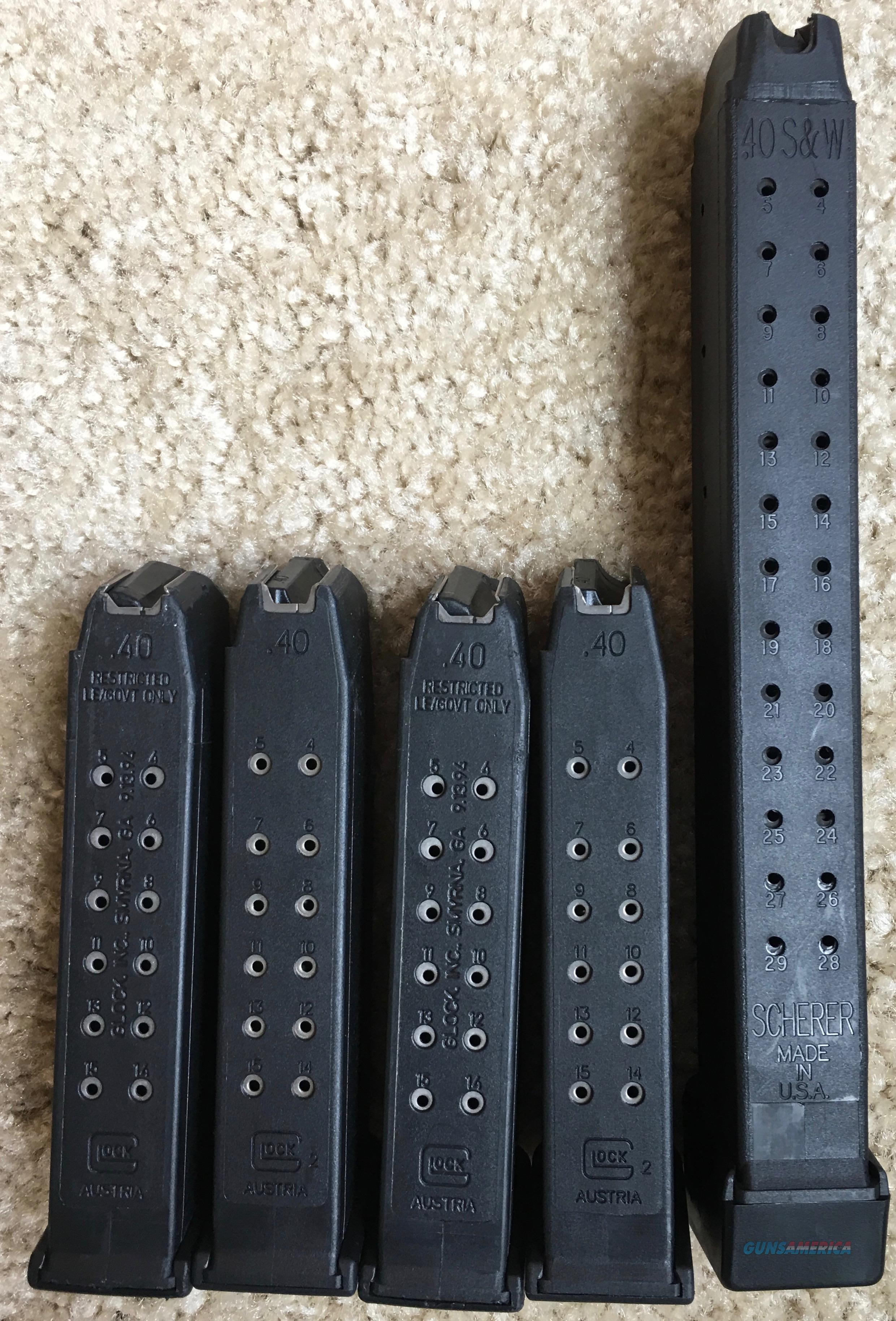 Five Glock .40 Magazines (4x15 roun... for sale at