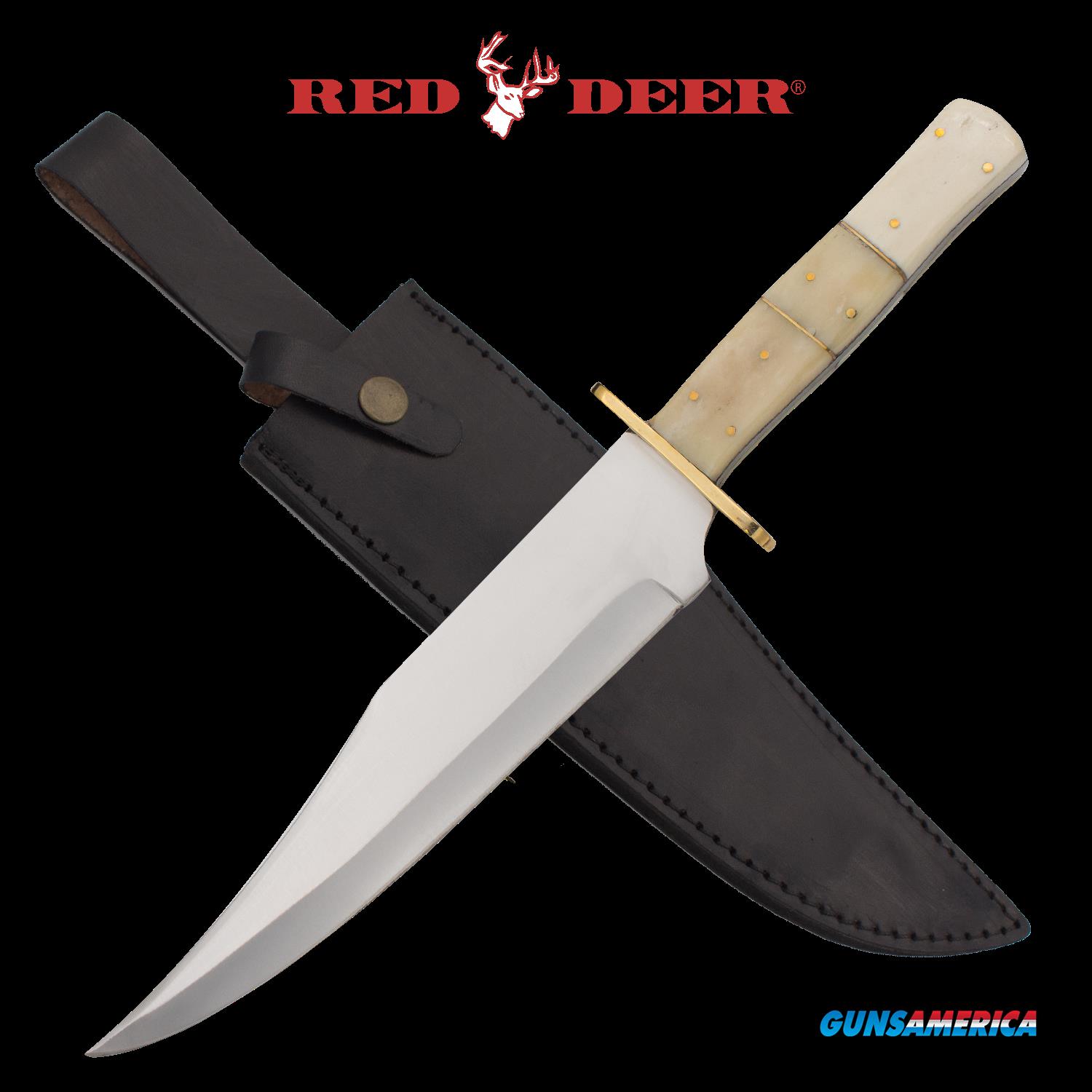 Red Deer Bowie Knife Bone Handle for sale
