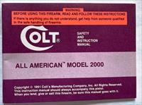 Colt All American Model 2000 Owners Manual - Copyright May 1992