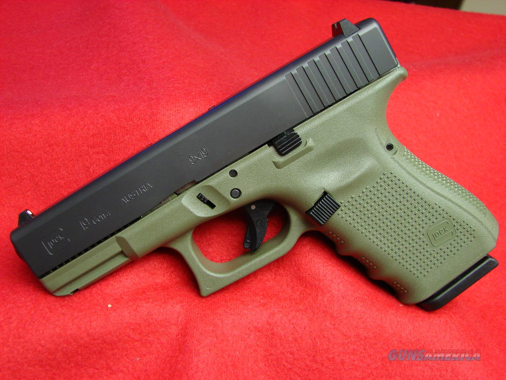 Nib Glock 19 Gen 4 In 9mm With O D Green F For Sale