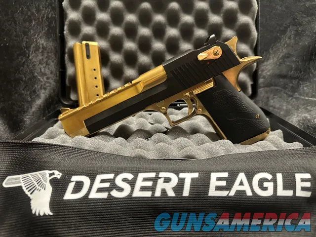 CUSTOM 24KT GOLD WITH BLACK MAGNUM RESEARCH, .50AE DESERT EAGLE *NON-PORTED