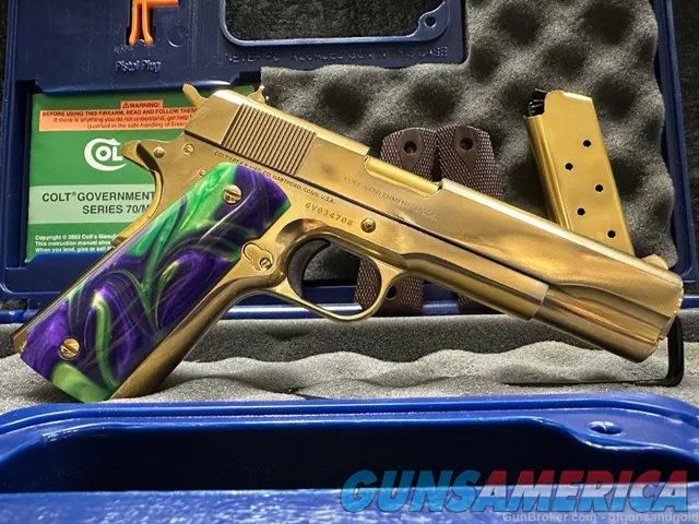 CUSTOM 24KT GOLD COLT 1911C GOVERNMENT, SERIES 70, 45ACP, WITH PEARL GRIPS