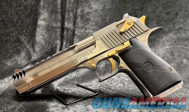 NEW CUSTOM NICKEL AND 24KT GOLD PLATED MAGNUM RESEARCH DESERT EAGLE .44 MAG