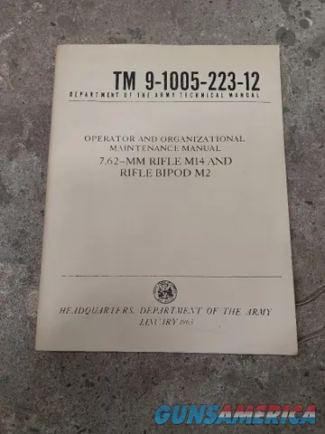 M14 Operator and Organizational Maintenance Manual 1963 U.S. Army