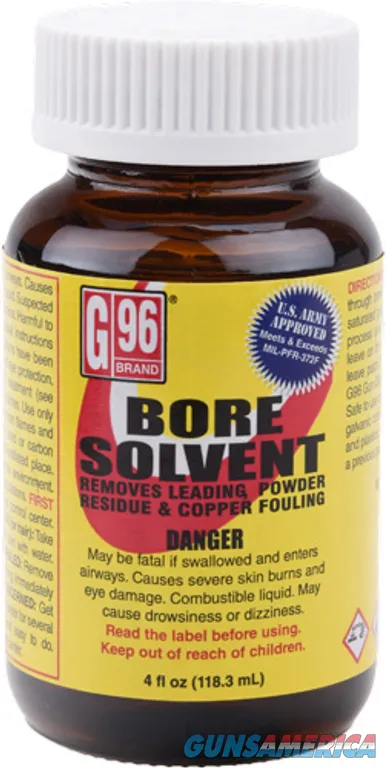 G96 Military Grade Bore - Solvent 4oz. Amber Glass Jar