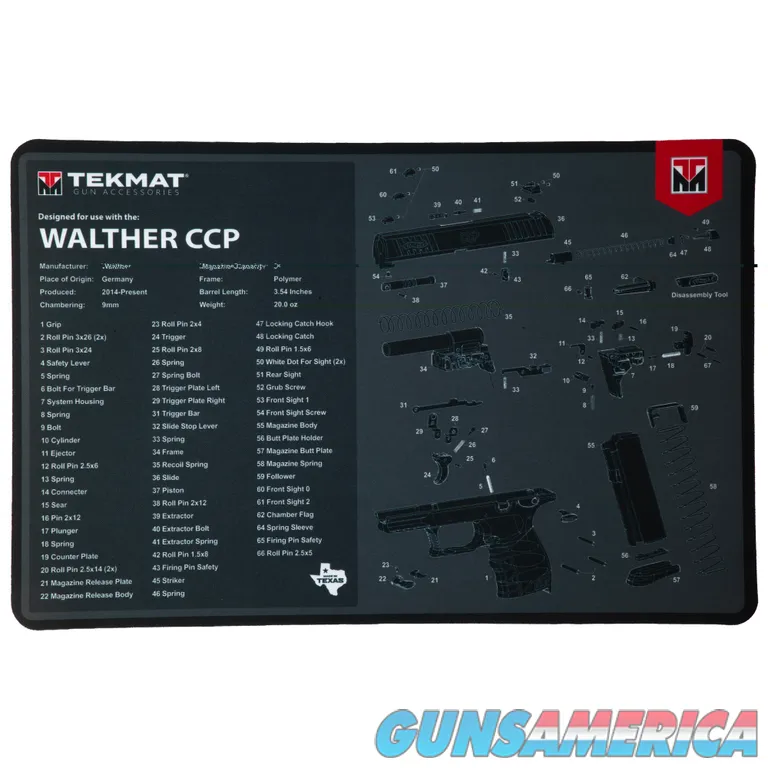 Tekmat Pstl Mat For Walther Ccp Blk