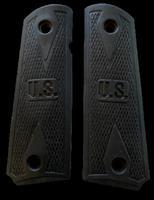 Premium 1911 Full Size Black Rubber Competition Grips w/US Embossed