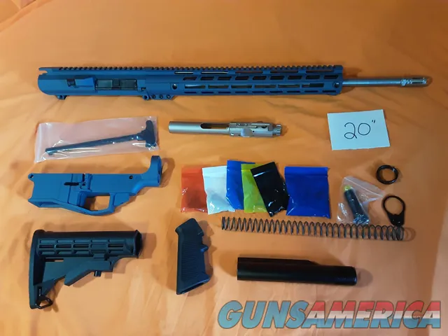 AR10 .308 Titanium Blue Rifle Kit 20" SS Bbl Nickel Boron 80% lower + Parts