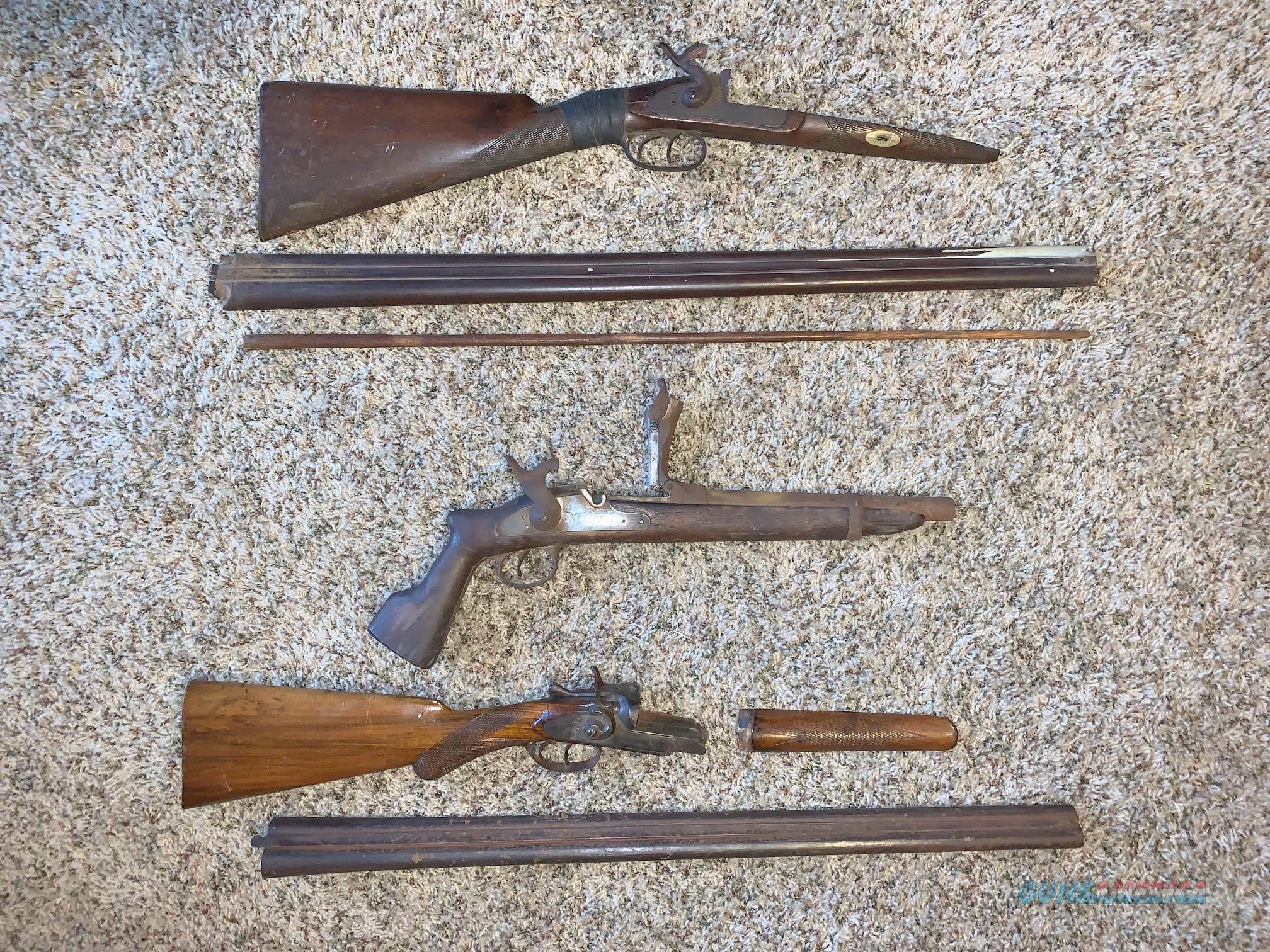 THREE ANTIQUE GUN LOT PARTS NON W... for sale at