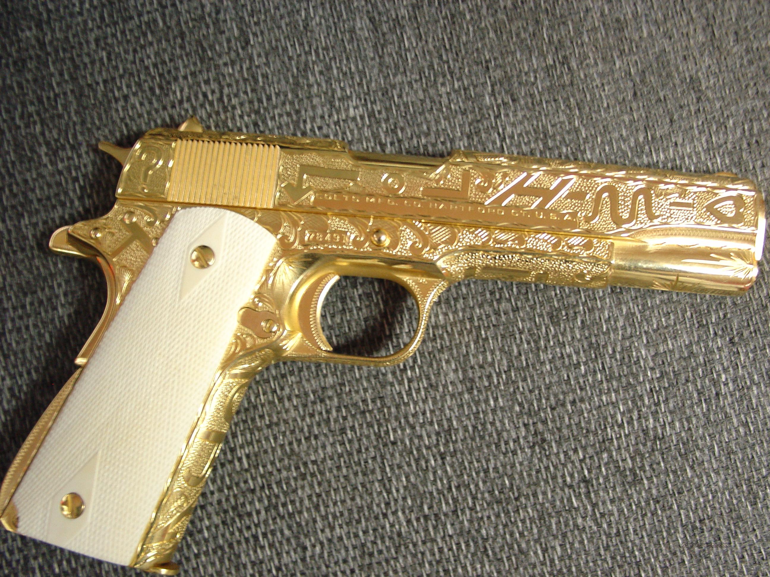 Gold guns. Colt m1911. Кольт 1911 золотой. Наградной Кольт 1911. 1911 Colt 38 super for sale.