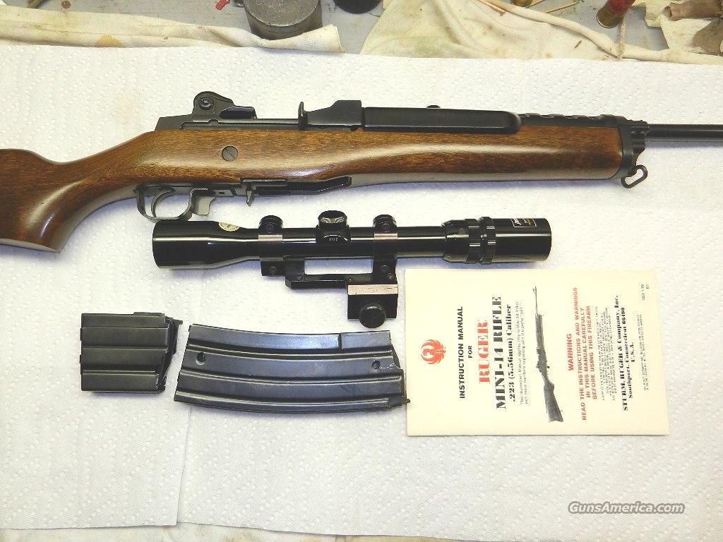 Early Ruger Mini 14, scope, mount, for sale at