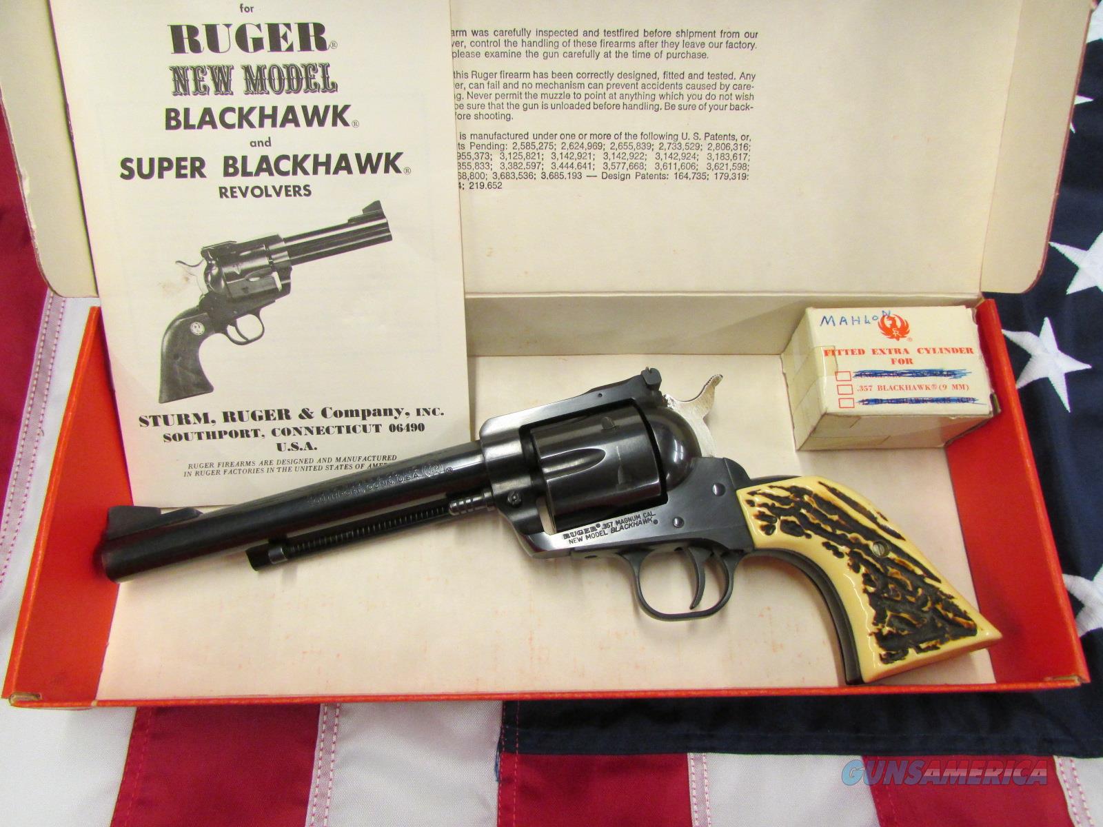 1976 Bicentennial Ruger Blackhawk Convertible 357 Mag9mm Stag Grips - new model ruger blackhawk 357 grips