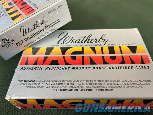 .257Weatherby Mag Unprimed Cartridge Cases (box of 20)