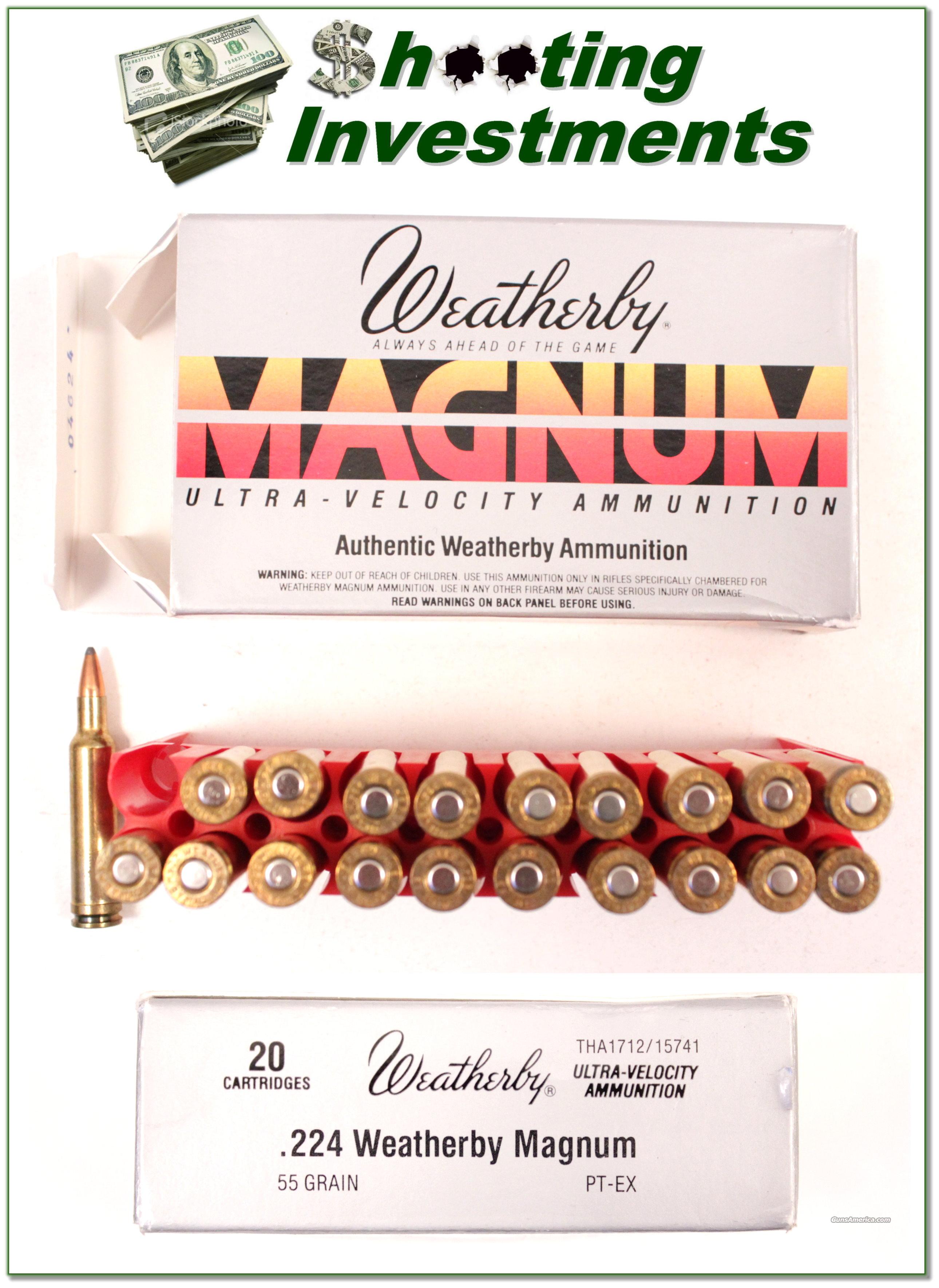 Weatherby .224 224 Magnum factory ammo for sale