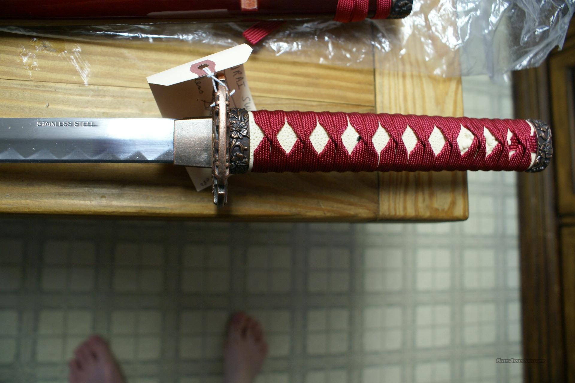 WALKING CANE/KNIFE & RED SAMURAI SWORD for sale