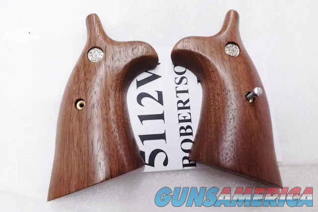 Herretts Walnut Conversion Grips fit Smith & Wesson K or L Frame Round Butt Target Type Revolver Grips Stocks 5112W with Medallions Speedloader Compatible Models 10 13 15 17 19 64 65 66 686 
