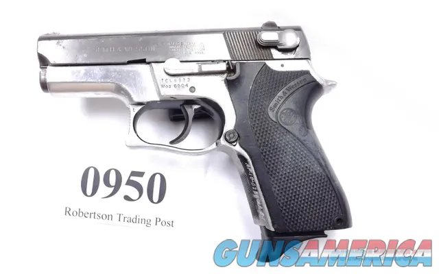 S&W 9mm 6904 Blue Lightweight 1989 2nd Year Production 1st Square Trigger Guard Squadron Markings 13 shot 1 Magazine 103101 RH Safety only missing ambi lever