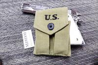 Correct Looking Replica WWII Double Magazine Pouch Case for 1911 Government .45 OD Green Canvas M1918 type U.S. Medcorp Saddle Stamped