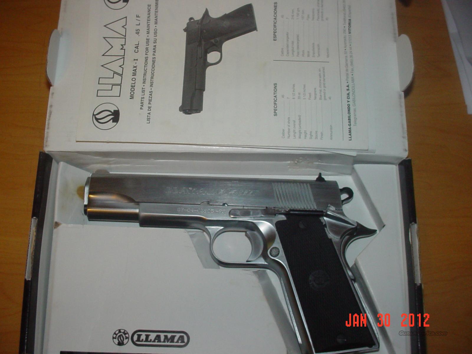 Llama MAX1 L/F stainless .45acp for sale at 920193454