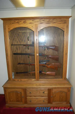 Gun Cabinet,Solid Oak, Holds 10 Guns in Beautiful Display