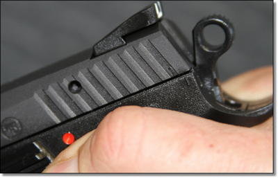 The decocker on the P-07 can be reconfigured for a drop safety with a simple parts swap.