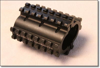 The Laserlyte Quad-Rail for side by side shotguns is a simple clamshell design made from aircraft quality aluminum. It installs in less than a minute with six screws and will not mar your shotgun finish The Laserlyte Quad-Rail for side by side shotguns is a simple clamshell design made from aircraft quality aluminum. It installs in less than a minute with six screws and will not mar your shotgun finish