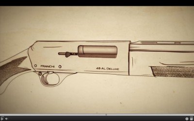 Franchi-open The 48 AL is a long-recoil action. You can see in this illustration that the barrel moves backward with the bolt.