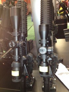 The Nikon P223 3x32 (right) next to the Nikon P223 3-9x40 (left). Notice the compact design of the 3x32