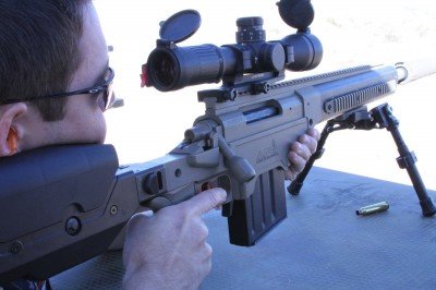 Ben got to shoot this suppressed .338 Lapua Magnum at Media Day. APO does also make the suppressors by the way, but what we found really amazing was that this was a chassis product, not a custom rifle. We only saw the folding stock versions that day.