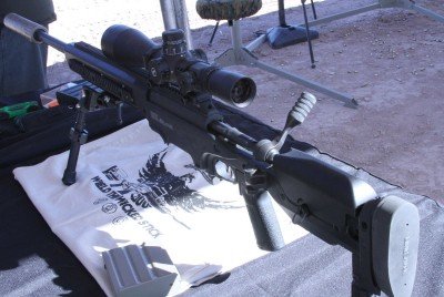 This was a .308 in regular black. You can see that it is constructed like a prosthetic device more than a riflestock. This is an ISO 9001 company using aircraft quality alloys and I wouldn't be surprised if that is the industry that they come from. The gun is made to custom fit to the shooter, and this is not some gimmicky toy with a couple allen screws. It is a professional piece of "Operator" equipment.