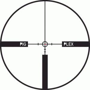 The reticle is called the "Pig-Plex," and is made specifically for twilight shooting, when the hogs are just getting out feeding.