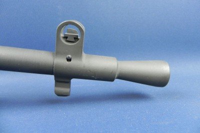 A reproduction No. 5 Jungle Carbine flash hider tops the barrel. It not only helps control the muzzle blast, but is also where you attach a No. 5 bayonet.