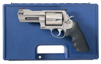 Modern handguns are part of this auction. This Smith & Wesson Model 500 is one of several .500 S&W revolvers cataloged.