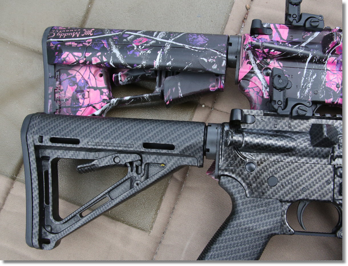 His & Hers Designer Colt AR15s Carbon Fiber & Muddy Girl