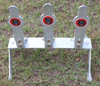 Torture test – The Grizzly Targets Trifecta is a 3 paddle auto-reset target made of 3/8” AR500 steel, in Tampa, Florida.  