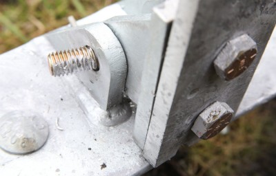 Grizzly Targets Trifecta Torture Test - Range Report Test bent – The nuts have been shot off of these bolts and the bolts were bent without breaking. That means they can't be pulled out, and cutting a #8 bolt is not a lot of fun even with a wheel.