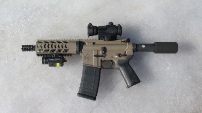  As is true with all AR-style firearms, there are a multitude of accessories you can add. I tried several configurations of optics, lights and lasers on the full-length top and bottom rails.)