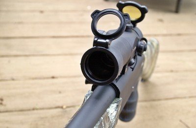 Affordable Gobbler Guns and Gear: Tristar's Raptor ATAC—New Shotgun Review The detachable sunshade helps prevent reflections from the glass. The optical-quality clear lens caps provide protection for the optic while you retain the ability to use it with the caps closed.
