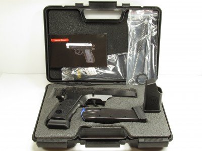 The P-120 pistol kit includes a sturdy lockable plastic case with fitted foam insert. Two extended capacity Mec-Gar magazines, magazine loading aid, basic cleaning kit, cable lock, and Operator’s Manual are also included.