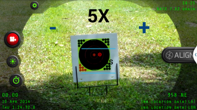 This is what the target looks like at 5x and 10yards. If you have clicked out, you have to first hit the minus then the plus to get to actual 5x instead of just it saying 5x. 
