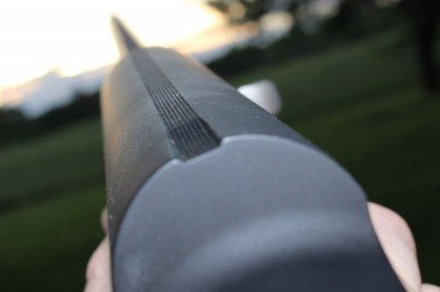 The hump of the Humpback makes the gun point naturally. Target acquisition happens quickly thanks to the channeled grooves. 