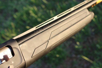 Because the A5 has no gas system, the forend can be trimmed down to a fairly thin profile (as thin as the mag tube will allow).
