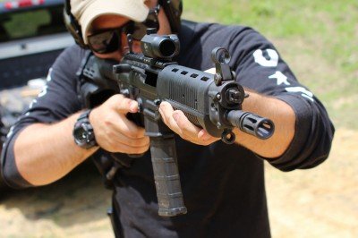The whole package, pistol, tube, and brace, makes for an effective improvised SBR.  