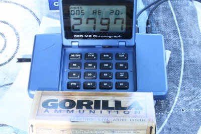 Average velocity on the Gorilla ammo is in the range it should be. It is hard to make full power accurate ammo, and this is great stuff. 