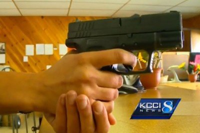 Iowa Clerk Gets Upper Hand in Robbery This is what the robber saw after threatening McDonald with mace.